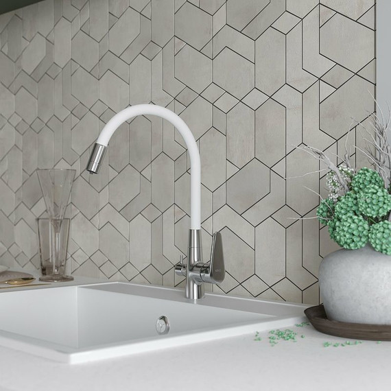 Смеситель для кухни Esko Coral CL 03 W, белый/хром, Цвет производителя: хром, белый - фото 2