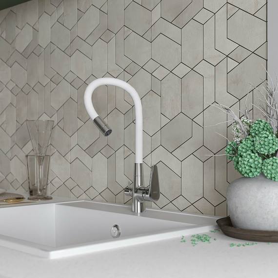 Смеситель для кухни Esko Coral CL 03 W, белый/хром, Цвет производителя: хром, белый - фото 3