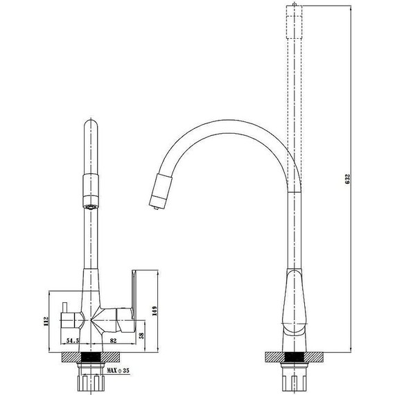 Смеситель для кухни Esko Coral CL 03 W, белый/хром, Цвет производителя: хром, белый - фото 4
