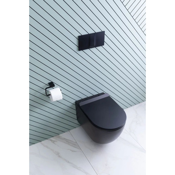 Унитаз подвесной безободковый Aquanet Rimless Cetus-BW BL-102N-WHT 287008 с тонкой крышкой микролифт, чёрный матовый, Цвет производителя: чёрный матовый - фото 16