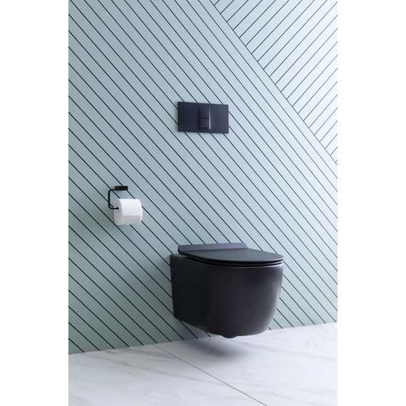 Унитаз подвесной безободковый Aquanet Rimless Cetus-BW BL-102N-WHT 287008 с тонкой крышкой микролифт, чёрный матовый, Цвет производителя: чёрный матовый - фото 19