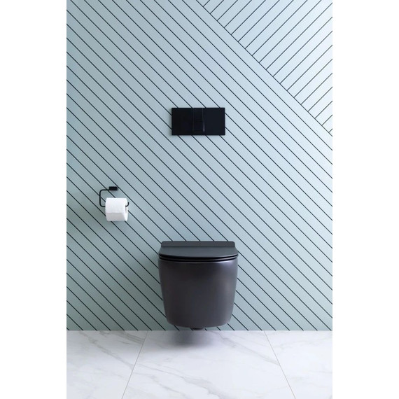 Унитаз подвесной безободковый Aquanet Rimless Cetus-BW BL-102N-WHT 287008 с тонкой крышкой микролифт, чёрный матовый, Цвет производителя: чёрный матовый - фото 20