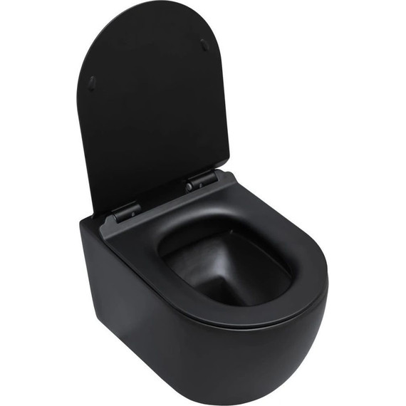Унитаз подвесной безободковый Aquanet Rimless Cetus-BW BL-102N-WHT 287008 с тонкой крышкой микролифт, чёрный матовый, Цвет производителя: чёрный матовый - фото 3
