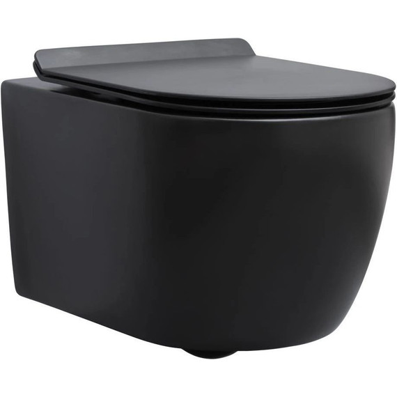 Унитаз подвесной безободковый Aquanet Rimless Cetus-BW BL-102N-WHT 287008 с тонкой крышкой микролифт, чёрный матовый, Цвет производителя: чёрный матовый - фото 4