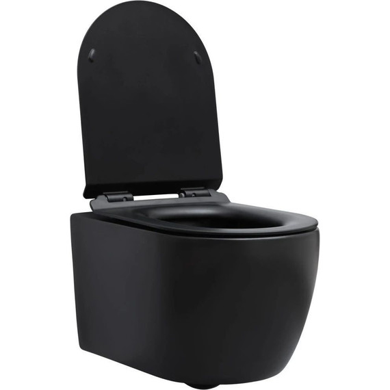 Унитаз подвесной безободковый Aquanet Rimless Cetus-BW BL-102N-WHT 287008 с тонкой крышкой микролифт, чёрный матовый, Цвет производителя: чёрный матовый - фото 5