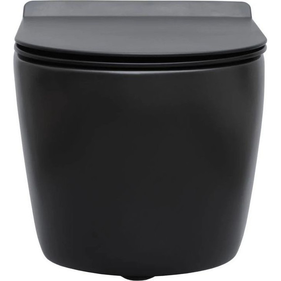 Унитаз подвесной безободковый Aquanet Rimless Cetus-BW BL-102N-WHT 287008 с тонкой крышкой микролифт, чёрный матовый, Цвет производителя: чёрный матовый - фото 6