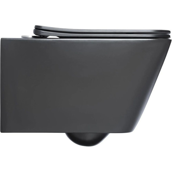 Унитаз подвесной безободковый Aquanet Rimless Tavr-W BL-103N-WHT black 287011 с тонкой крышкой микролифт, чёрный матовый, Цвет производителя: чёрный матовый - фото 12