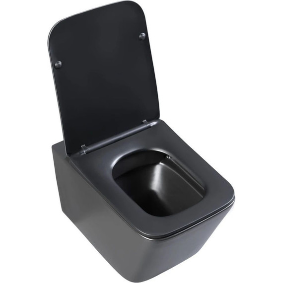 Унитаз подвесной безободковый Aquanet Rimless Tavr-W BL-103N-WHT black 287011 с тонкой крышкой микролифт, чёрный матовый, Цвет производителя: чёрный матовый - фото 13