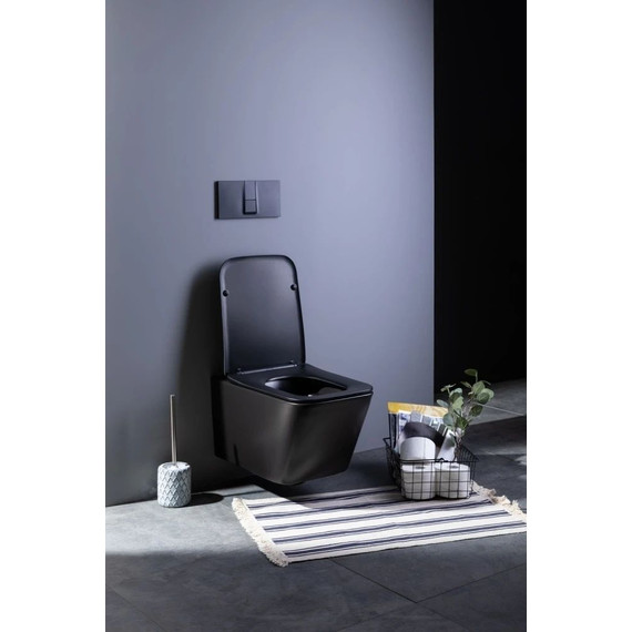Унитаз подвесной безободковый Aquanet Rimless Tavr-W BL-103N-WHT black 287011 с тонкой крышкой микролифт, чёрный матовый, Цвет производителя: чёрный матовый - фото 22