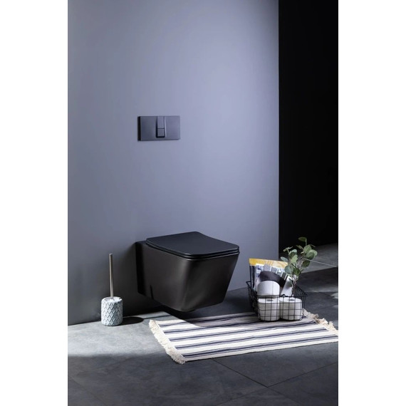Унитаз подвесной безободковый Aquanet Rimless Tavr-W BL-103N-WHT black 287011 с тонкой крышкой микролифт, чёрный матовый, Цвет производителя: чёрный матовый - фото 23