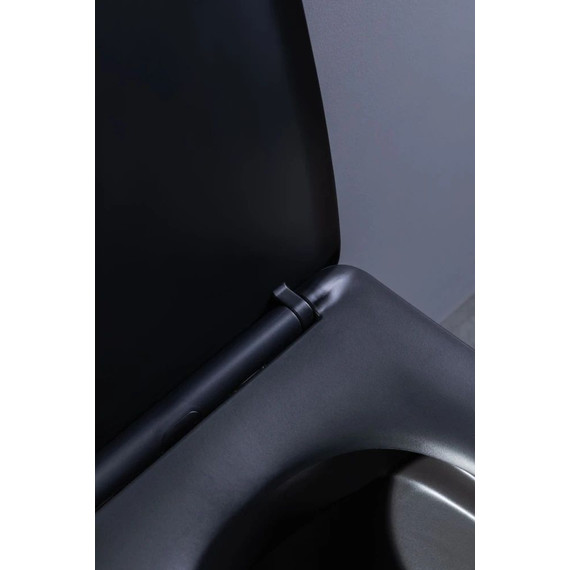 Унитаз подвесной безободковый Aquanet Rimless Tavr-W BL-103N-WHT black 287011 с тонкой крышкой микролифт, чёрный матовый, Цвет производителя: чёрный матовый - фото 27