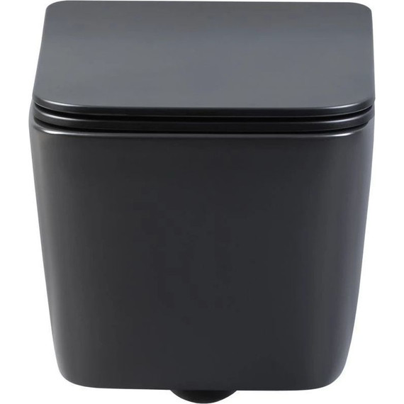 Унитаз подвесной безободковый Aquanet Rimless Tavr-W BL-103N-WHT black 287011 с тонкой крышкой микролифт, чёрный матовый, Цвет производителя: чёрный матовый - фото 4