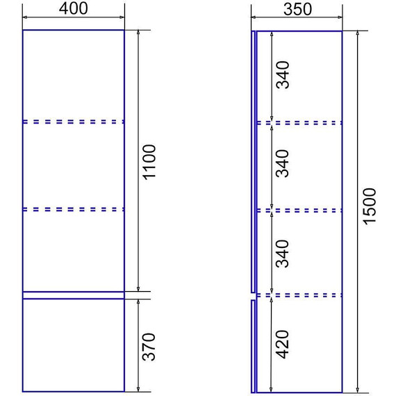 Пенал подвесной Azario Velluto 40 см CS00088605, белый матовый - фото 10
