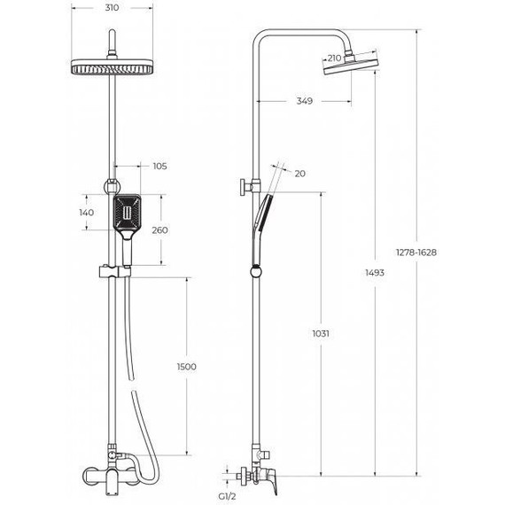 Душевая стойка BelBagno DUE-DOCM-CRM - фото, картинка 2 Душевая стойка BelBagno DUE-DOCM-CRM - фото 2