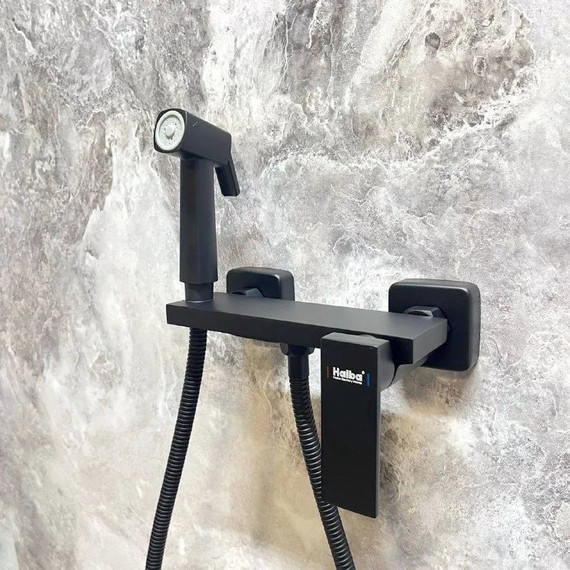 Набор для гигиенического душа Haiba HB5517-7, чёрный матовый - фото, картинка 4 Набор для гигиенического душа Haiba HB5517-7, чёрный матовый - фото 4
