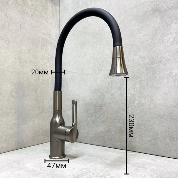 Смеситель для кухни Haiba HB73825-3, графитовый - фото 9