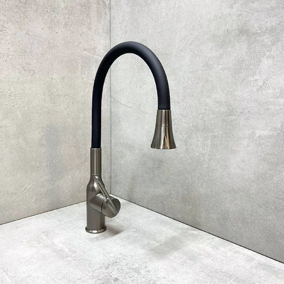 Смеситель для кухни Haiba HB73825-3, графитовый - фото 3