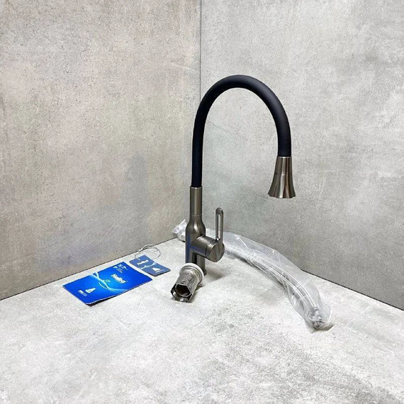 Смеситель для кухни Haiba HB73825-3, графитовый - фото 4