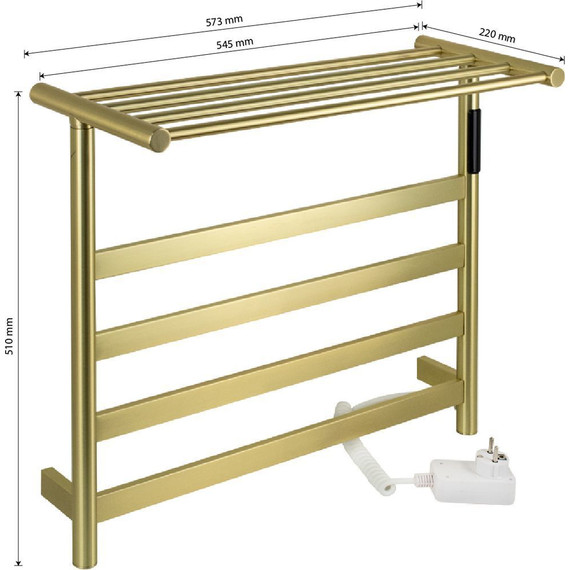 Полотенцесушитель электрический Kraftte с полкой П5 550x500 мм 44021, бронза - фото 6