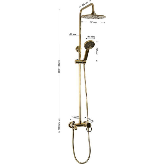 Душевая стойка Brimix 3056, золото - фото 8