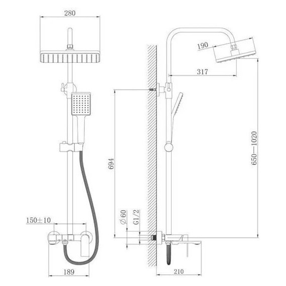 Душевая стойка Haiba HB24639-3, графит - фото, картинка 2 Душевая стойка Haiba HB24639-3, графит - фото 2