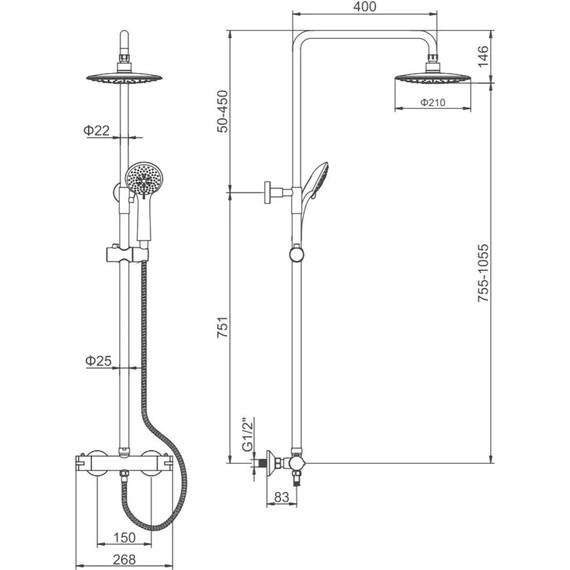 Душевая стойка с термостатом Ledeme L2411 - фото 3