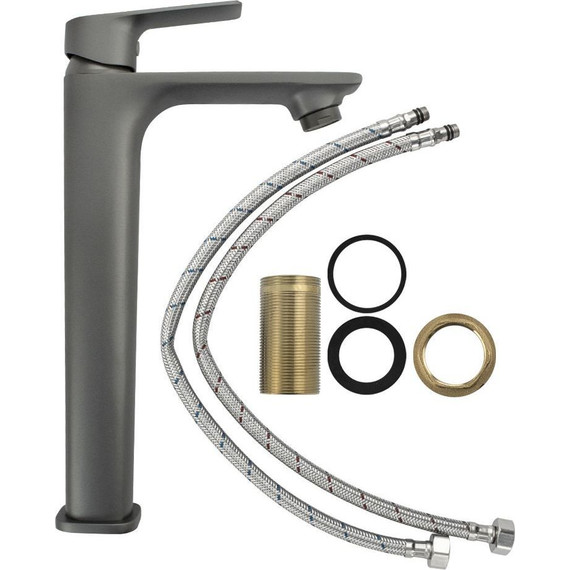 Смеситель для раковины высокий Magnus 8402, графит - фото 5