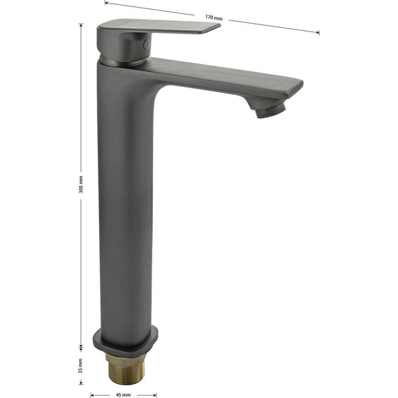 Смеситель для раковины высокий Magnus 8402, графит - фото 7