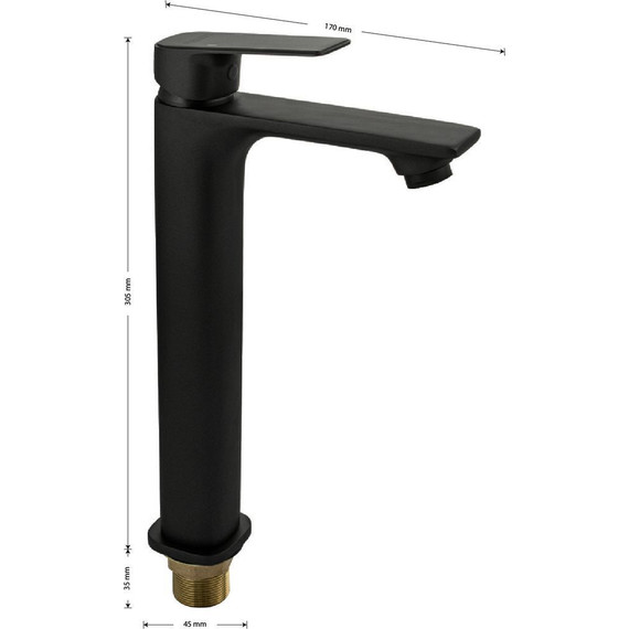 Смеситель для раковины высокий Magnus 8403, чёрный - фото 7