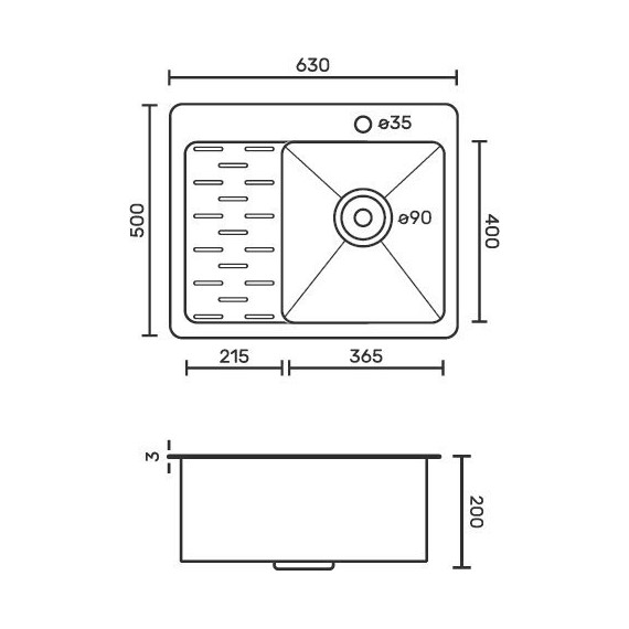 Кухонная мойка Fabia Profi 63503RG 0.8 мм L, графит - фото 9