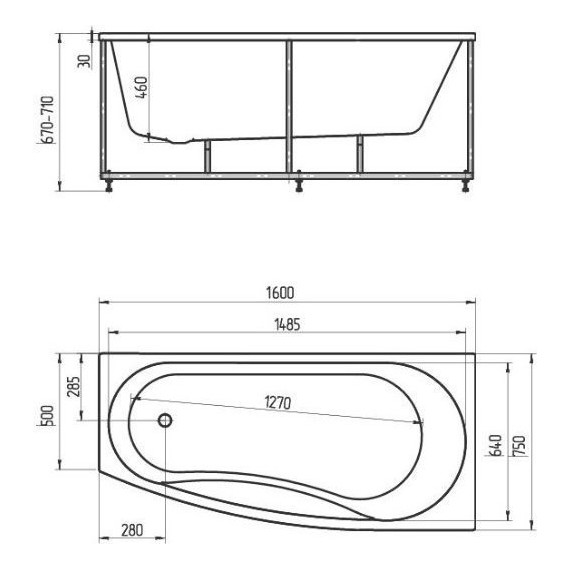 Ванна гидро-аэромассажная Aquatek Пандора 160x75 см R - фото 2