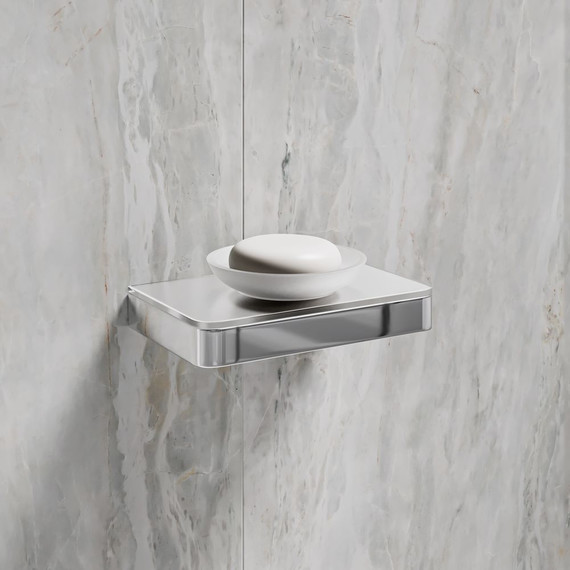 Мыльница Lemark Glass line 9741037, хром/белое стекло - фото 2