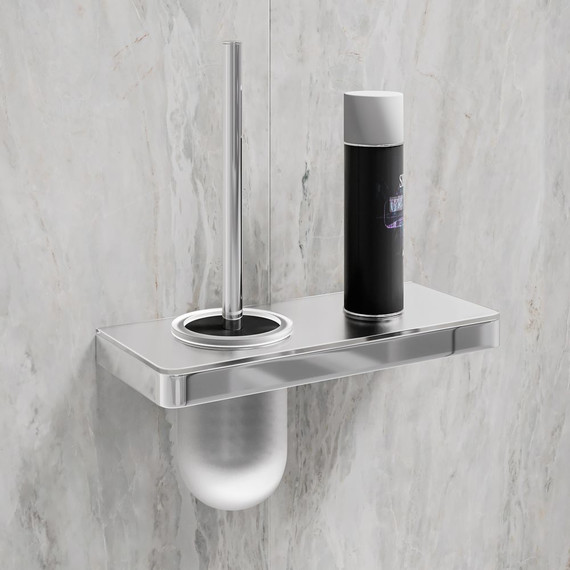 Ёршик для унитаза Lemark Glass line 9761031, хром/белое стекло - фото 2