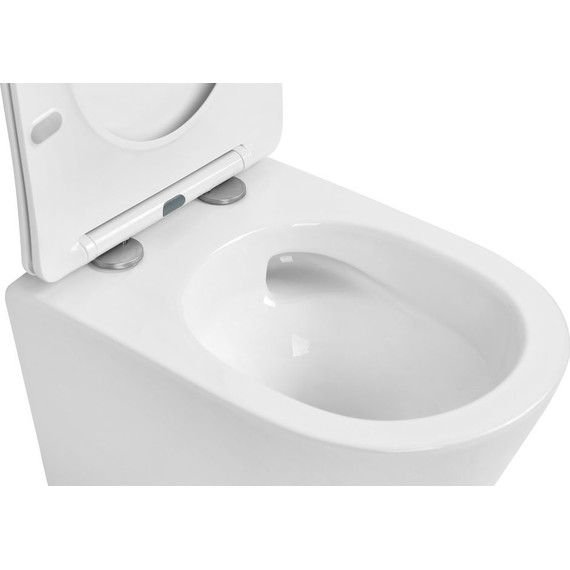 Унитаз подвесной безободковый Abber Bequem AC1102T с тонкой крышкой микролифт (Система смыва торнадо), Цвет производителя: белый - фото 9
