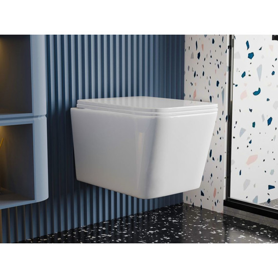 Унитаз подвесной безободковый Abber Rechteck AC1201T с тонкой крышкой микролифт (Система смыва торнадо) - фото 4