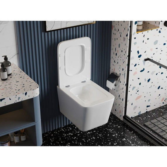 Унитаз подвесной безободковый Abber Rechteck AC1201T с тонкой крышкой микролифт (Система смыва торнадо) - фото 5