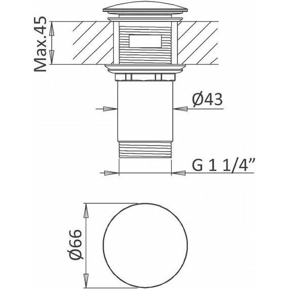 Донный клапан Cezares CZR-B-SOC-NOP, чёрный матовый - фото 2