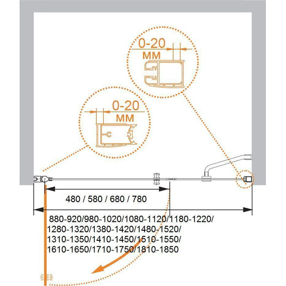 Душевая дверь Cezares 100 см ELENA-W-B-11-40+60-C-Cr, хром/прозрачное - фото 5