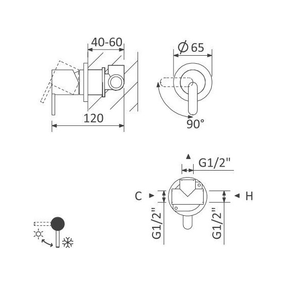 Смеситель для душа Cezares LEAF-DIM-L-01 - фото 4