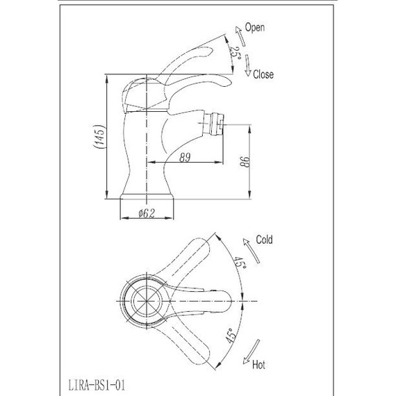 Смеситель для биде Cezares LIRA-C-BS1-03, золото, Цвет производителя: золото - фото 2
