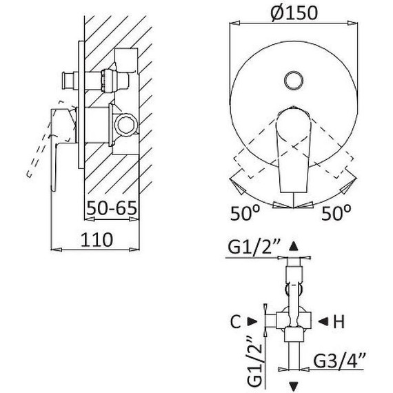 Смеситель для душа Cezares NAUTIC-VDIM-BIO, белый матовый, Цвет производителя: белый матовый - фото 2