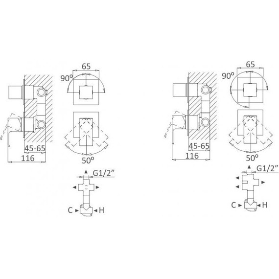Смеситель для душа Cezares PORTA-VDIM4-M-01 - фото 2