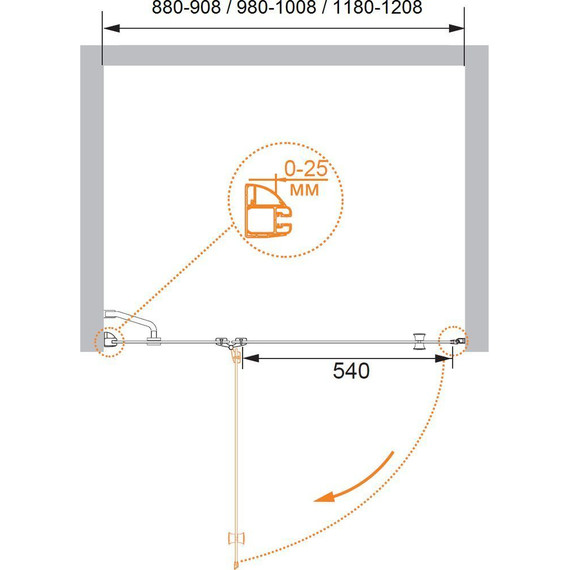 Душевая дверь Cezares 100 см VERONA-W-B-12-100-P-Cr-R, хром/прозрачное - фото 5