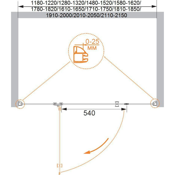 Душевая дверь Cezares 185 см VERONA-W-B-13-100+60/30-C-Cr, хром/прозрачное - фото 4