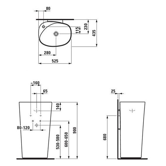 Раковина напольная LAUFEN Palomba 52,5 см 8.1180.4.000.104.1 - фото 6