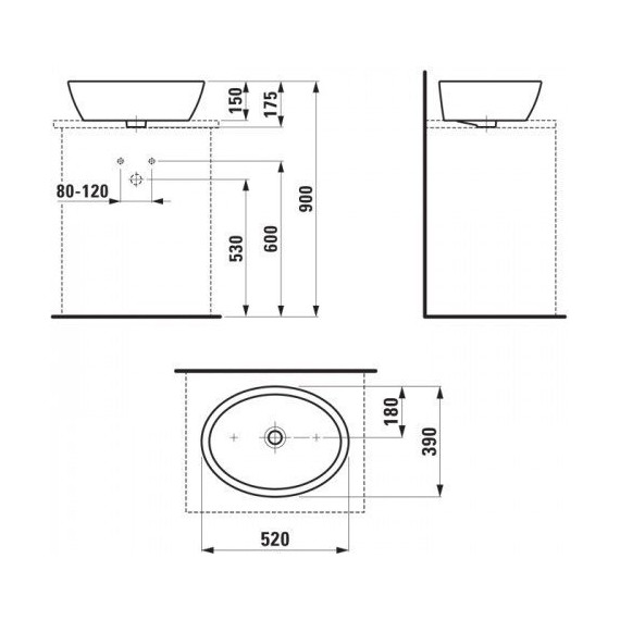 Раковина-чаша Laufen Pro 52 см 8.1296.4.000.109.1 - фото 4