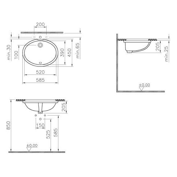 Раковина врезная под столешницу Vitra Arkitekt 52 см 6069B003-0012 - фото, картинка 3 Раковина врезная под столешницу Vitra Arkitekt 52 см 6069B003-0012 - фото 3