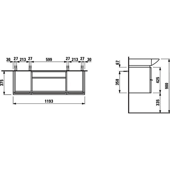 Тумба подвесная с раковиной-столешницей LAUFEN Case 120 см 4.0130.1.075.463.1, белый - фото 6