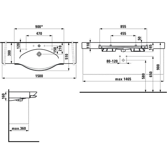 Раковина подвесная Laufen Palace 150 см 8.1270.6.000.104.1 - фото, картинка 3 Раковина подвесная Laufen Palace 150 см 8.1270.6.000.104.1 - фото 3