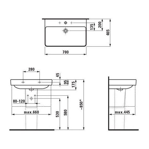 Раковина подвесная Laufen PRO S 70 см 8.1096.7.000.104.1 - фото 5